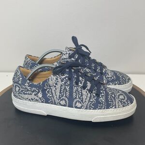 A.P.C. Paisley Canvas Sneakers Men 40 Low Top Lace Up Navy Blue White Minimalist
